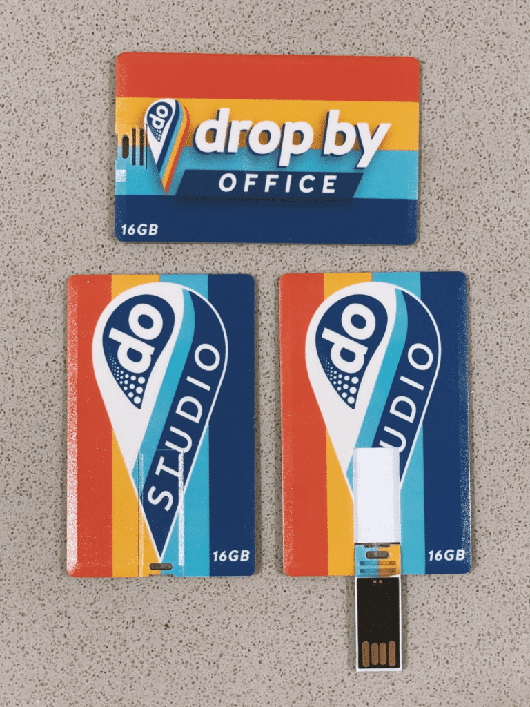 The DropBy Office Studio key card which also acts as a 16gb USB flash storage device.